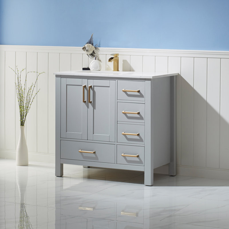 Everly Quinn Ryland 36'' Single Bathroom Vanity with Stone Top